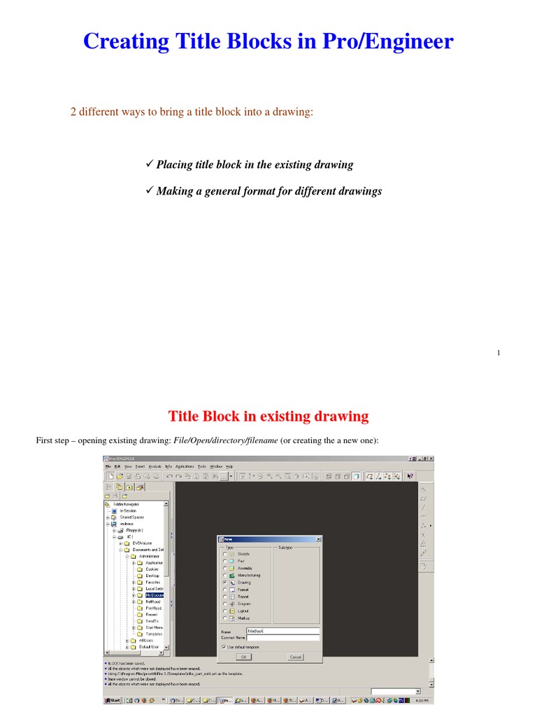 Title Block Creation in Pro/Engineer | PDF | File Format | Computer Data