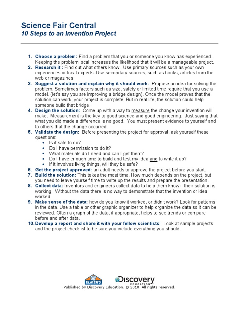 10 Steps To An Invention Project | PDF | Invention | Design