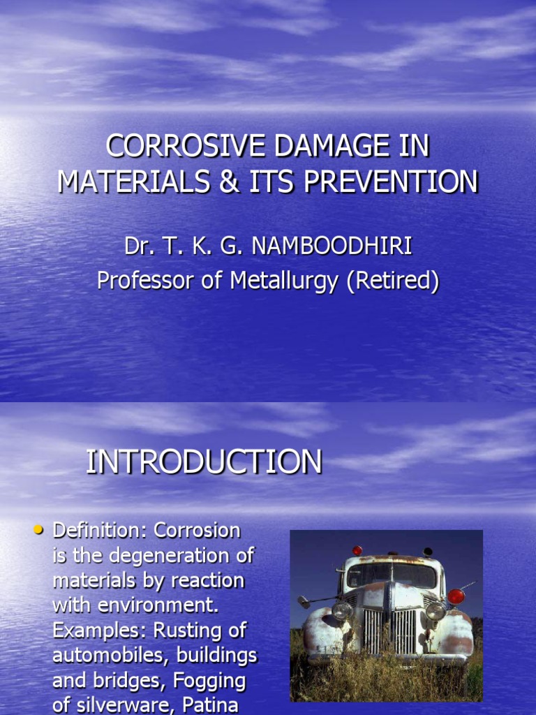 corrosive damage in metals and its prevention.ppt Corrosion Metals