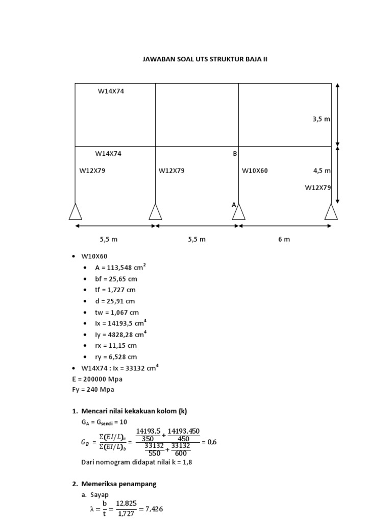 Jawaban Soal Uts Struktur Baja Ii