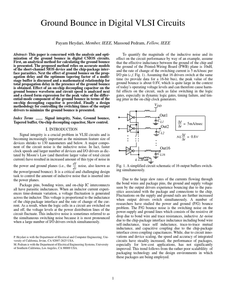 Ground Bounce in Digital VLSI Circuits Payam Heydari, Member, IEEE