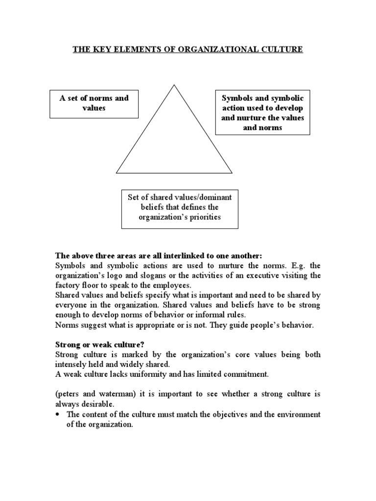The Key Elements Of Organizational Culture Pdf Value Ethics