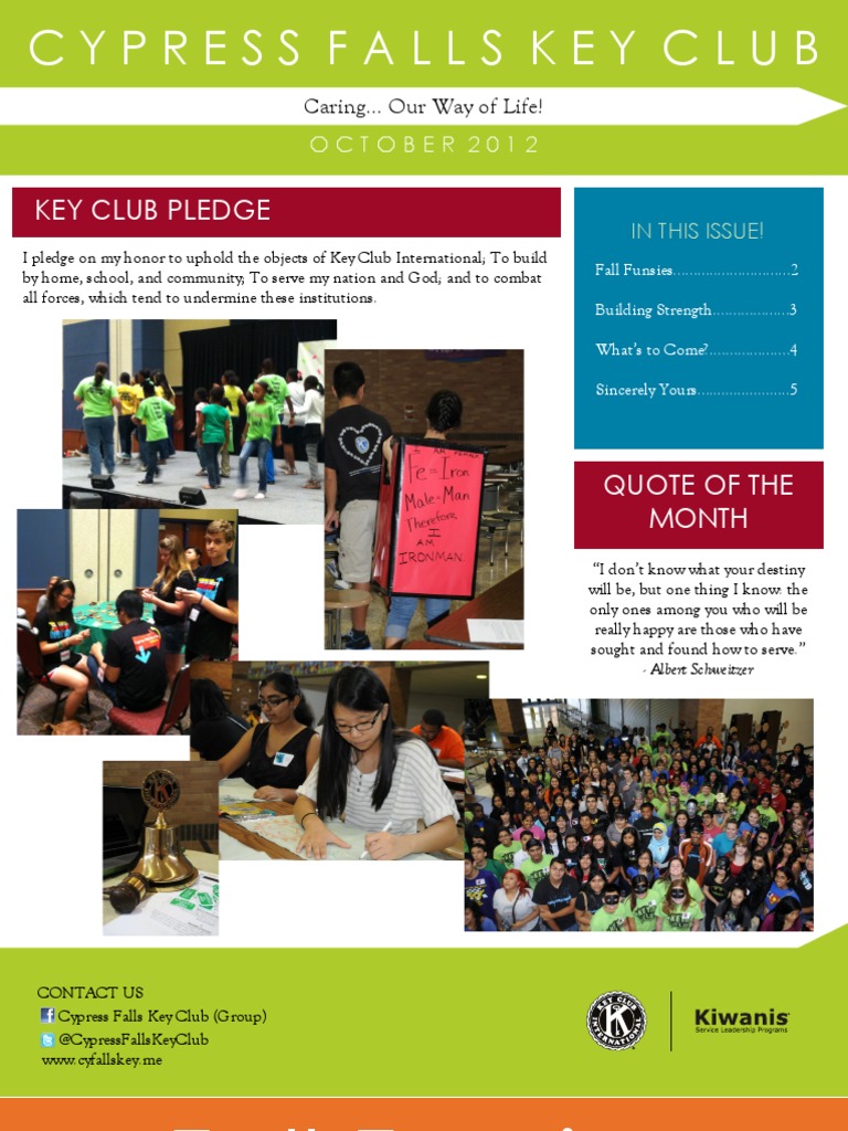 Key Club Pledge: OCTOBER 2012 | PDF | Sports & Recreation