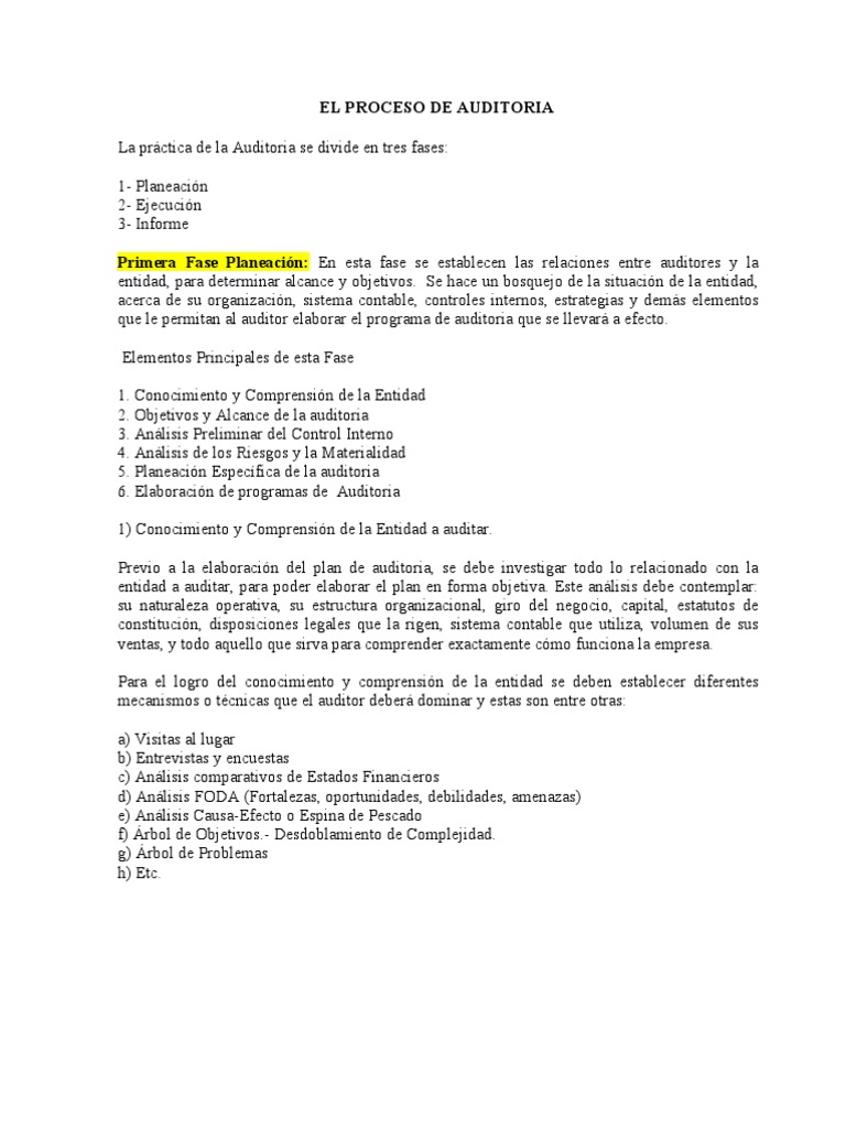 Fases del Proceso de Auditoría | PDF