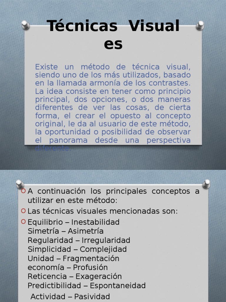 Tecnicas Visuales | PDF | Composición (artes visuales) | Percepción visual