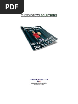 Chex Systems Dispute Letters