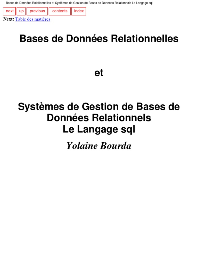 Bases de Données Relationnelles et SQL | PDF | Modèle relationnel ...