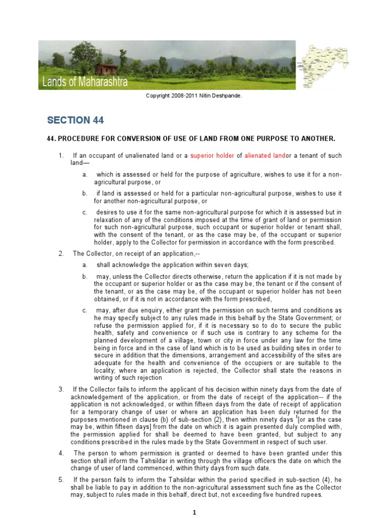 Procedures and Requirements for Conversion of Agricultural Land Use to
