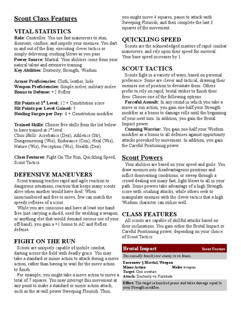 Scout Class Features Overview | PDF | Military Tactics | Reconnaissance