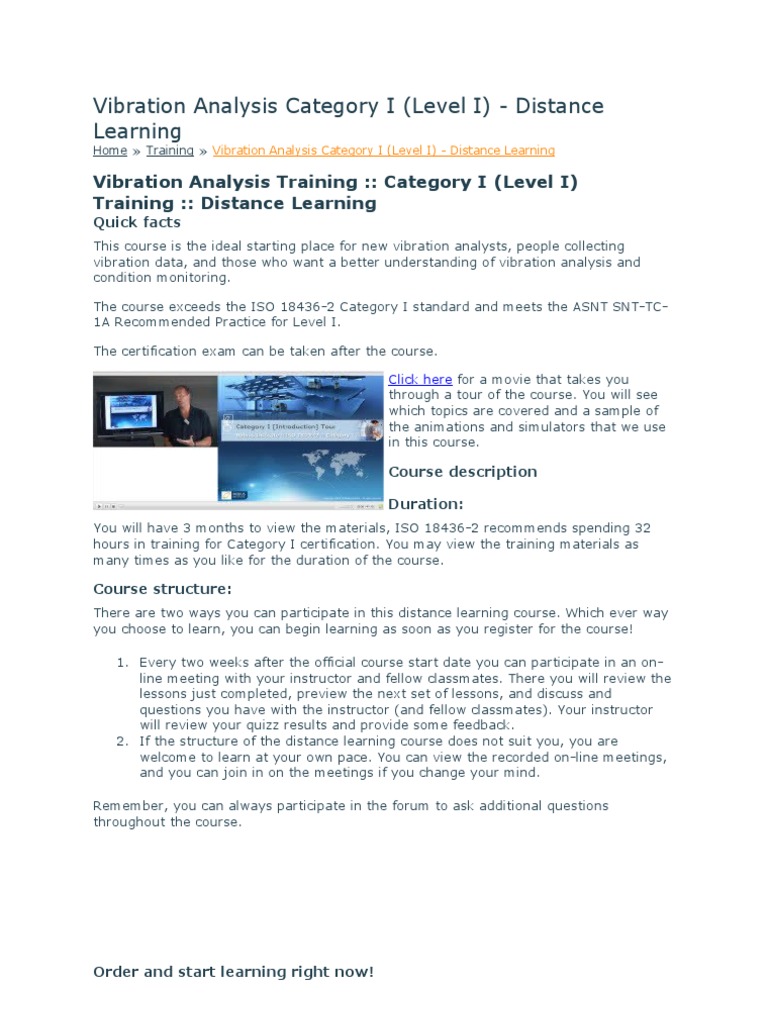 Level I Vibration Analysis Training Online | PDF | Thermography ...
