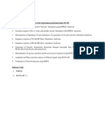 Circuit & Network Lab Code: EE 391 Contact: 3P List of The Experiment Performed Under ES-391