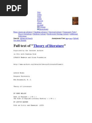 Theory Of Literature Science Aesthetics - 