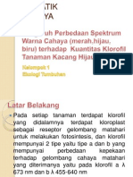 Pengaruh Spektrum Cahaya terhadap Kuantitas Klorofil pada Tanaman Kacang Hijau