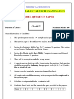 All India Talent Search Examination: Model Question Paper