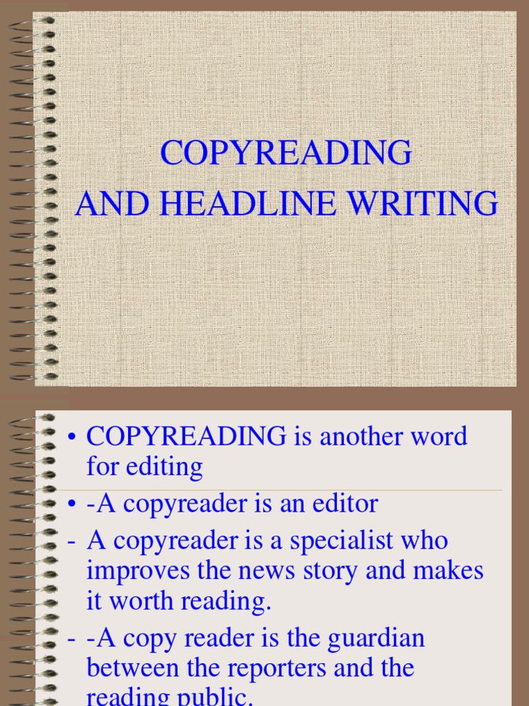 Copyreading and Headline Writing PDF News Editing