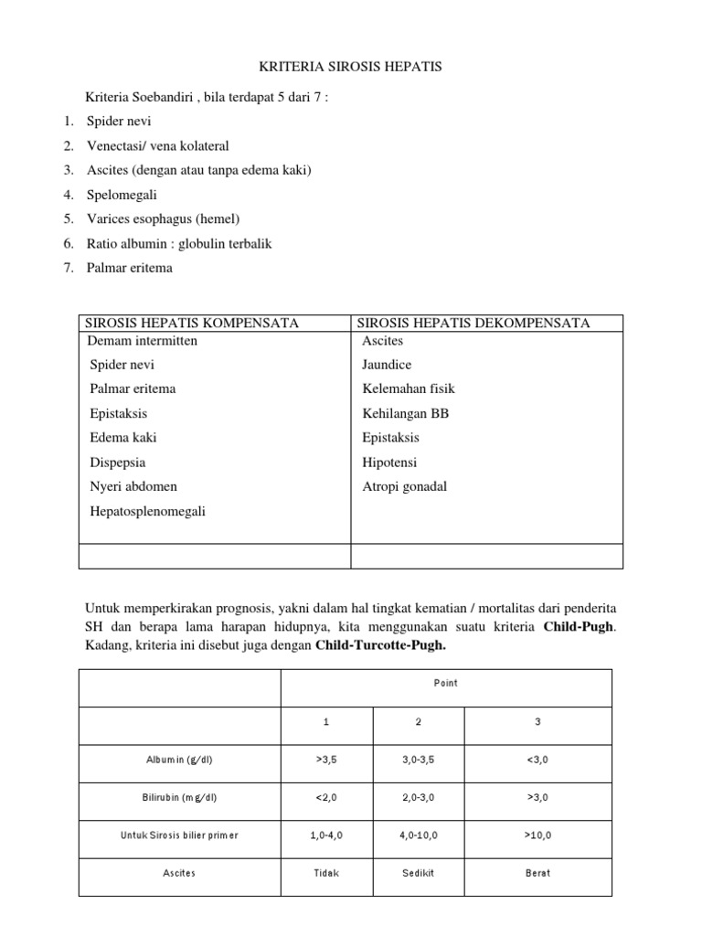 Kriteria Diagnosis Sirosis Hepatis | PDF