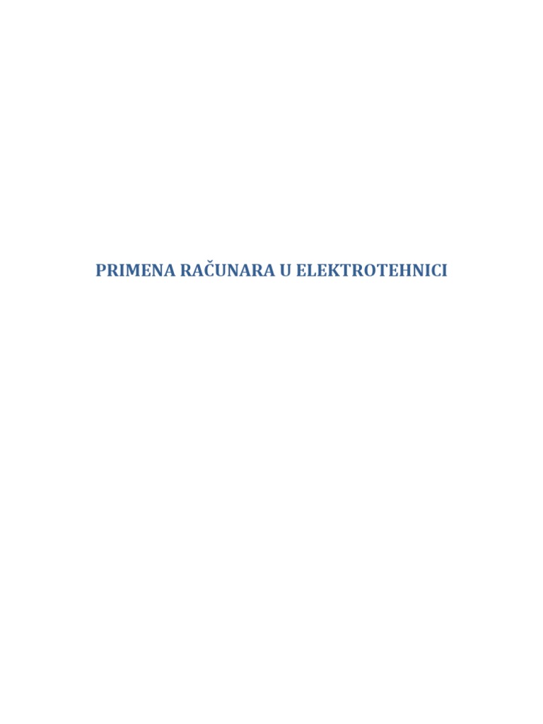 Primena Racunara U Elektrotehnici | PDF