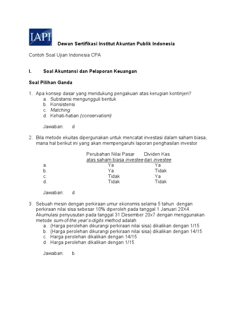 Contoh Soal Ujian Cpa File Ini