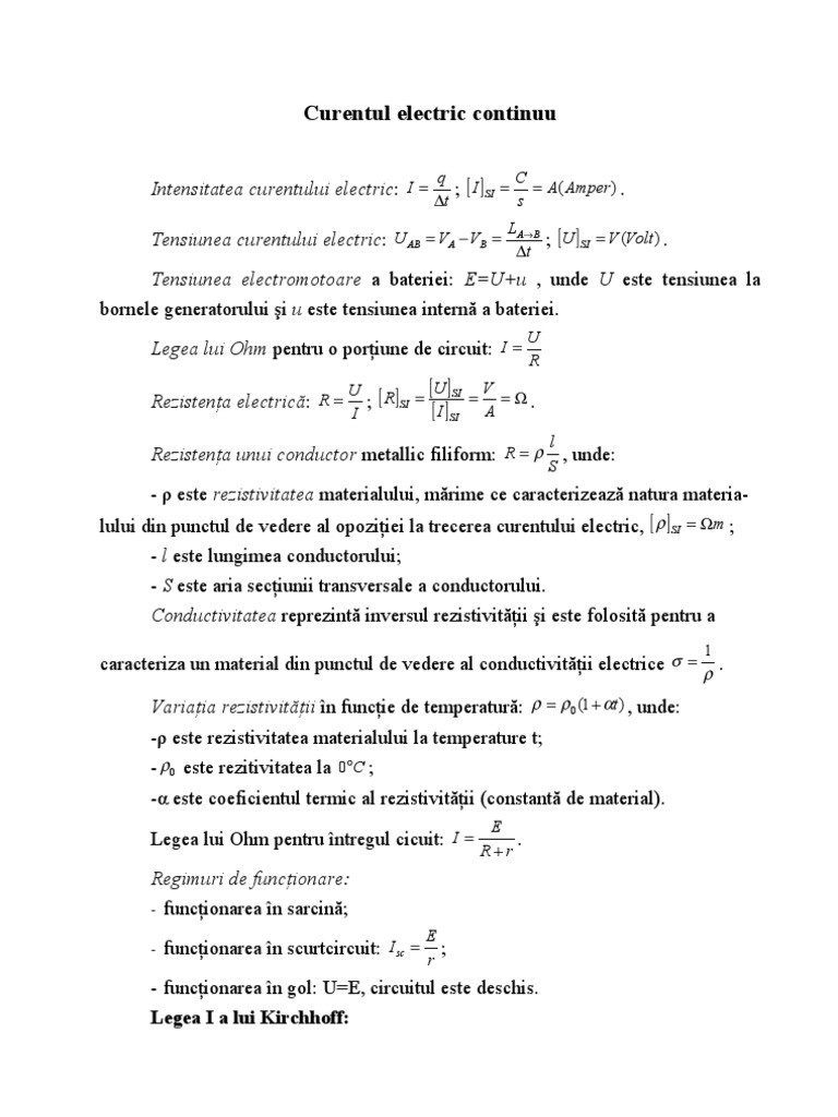 Curentul Electric Continuu