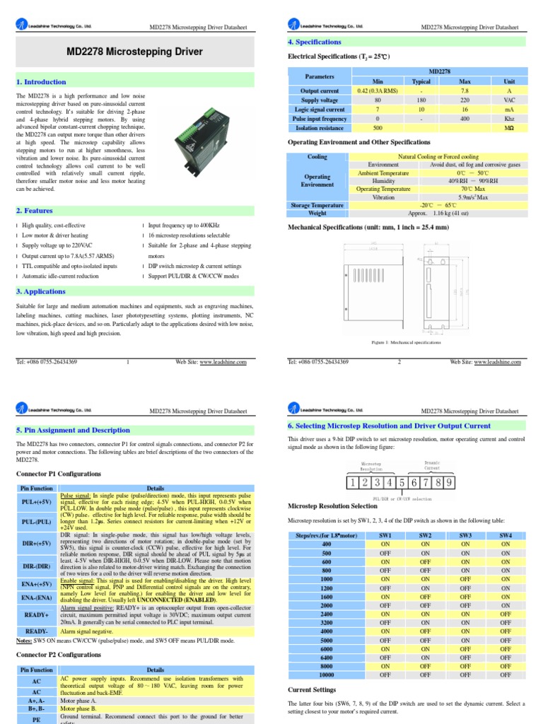 MD2278 Microstepping Driver Overview | PDF | Electrical Equipment |  Electrical Engineering
