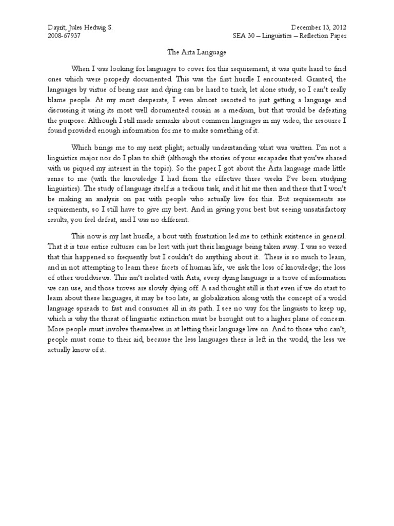 Preserving the Arta Language: A Reflection | PDF | Social Psychology ...