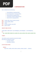 DDL DML DRL TCL DCL: Create Table Student (No Number (2), Name Varchar (10), Marks Number (3) )