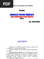 Planificare Optional Educatie Pentru Sanatate Clasa Pregatitoare