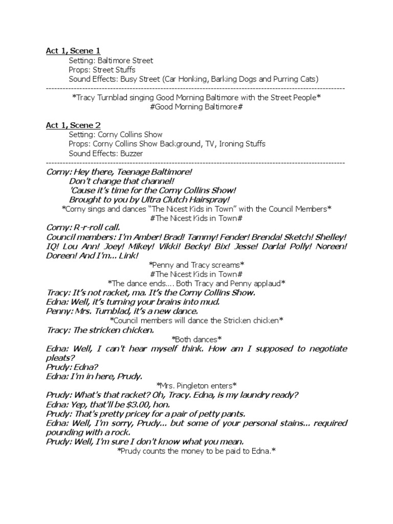 Hairspray Script