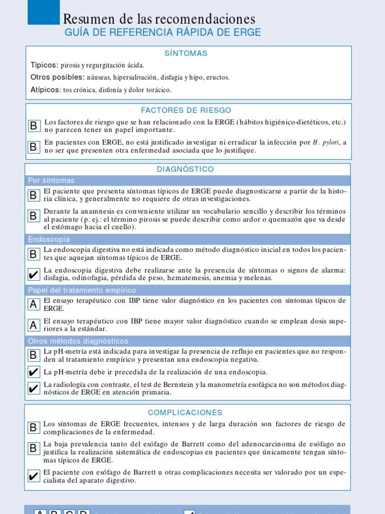 Guía Rápida de Recomendaciones para ERGE | PDF | La enfermedad por ...