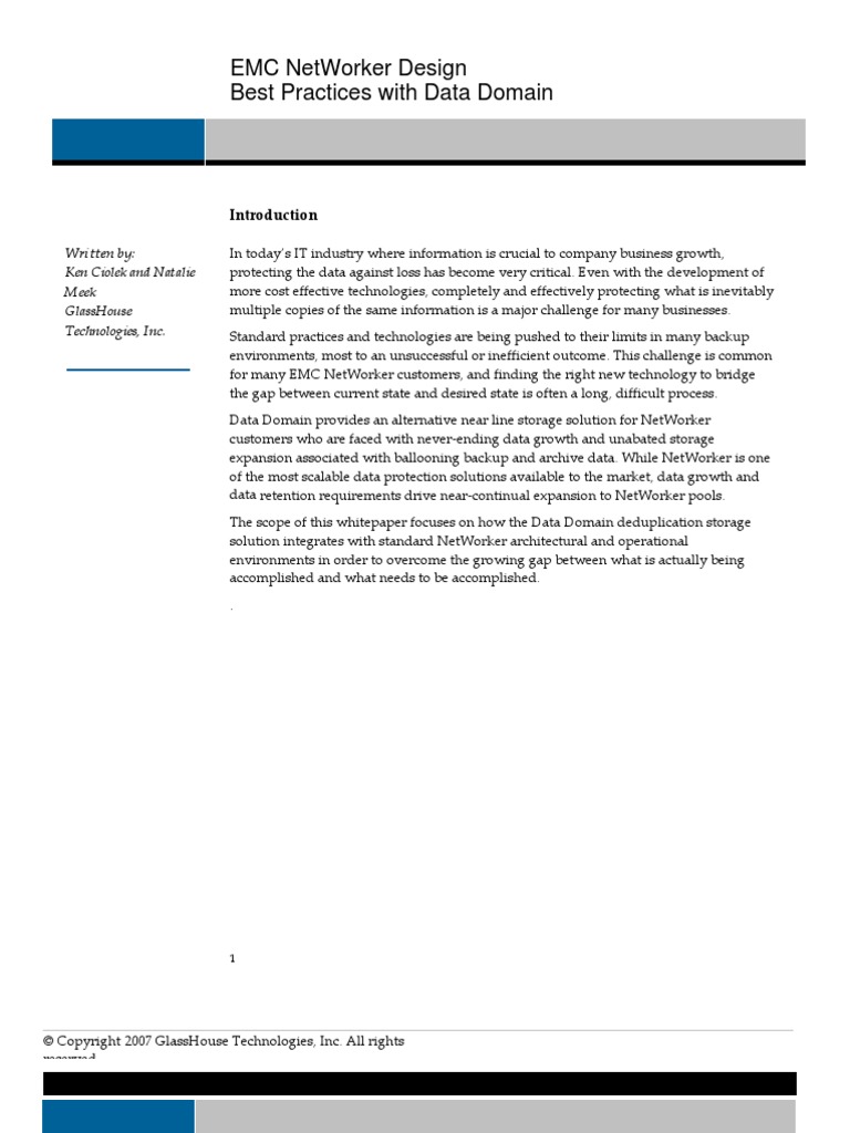 Data Domain With EMC Networker | PDF | Backup | Replication (Computing)