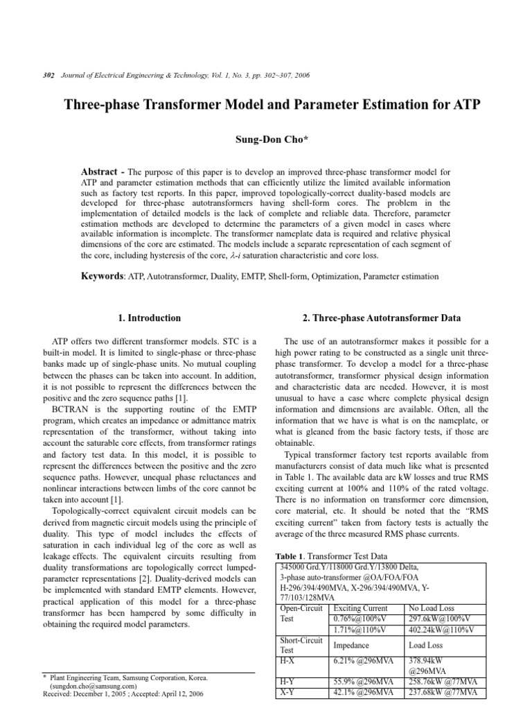 Transformer Modeling in Atp Emtp | PDF | Transformer | Electricity