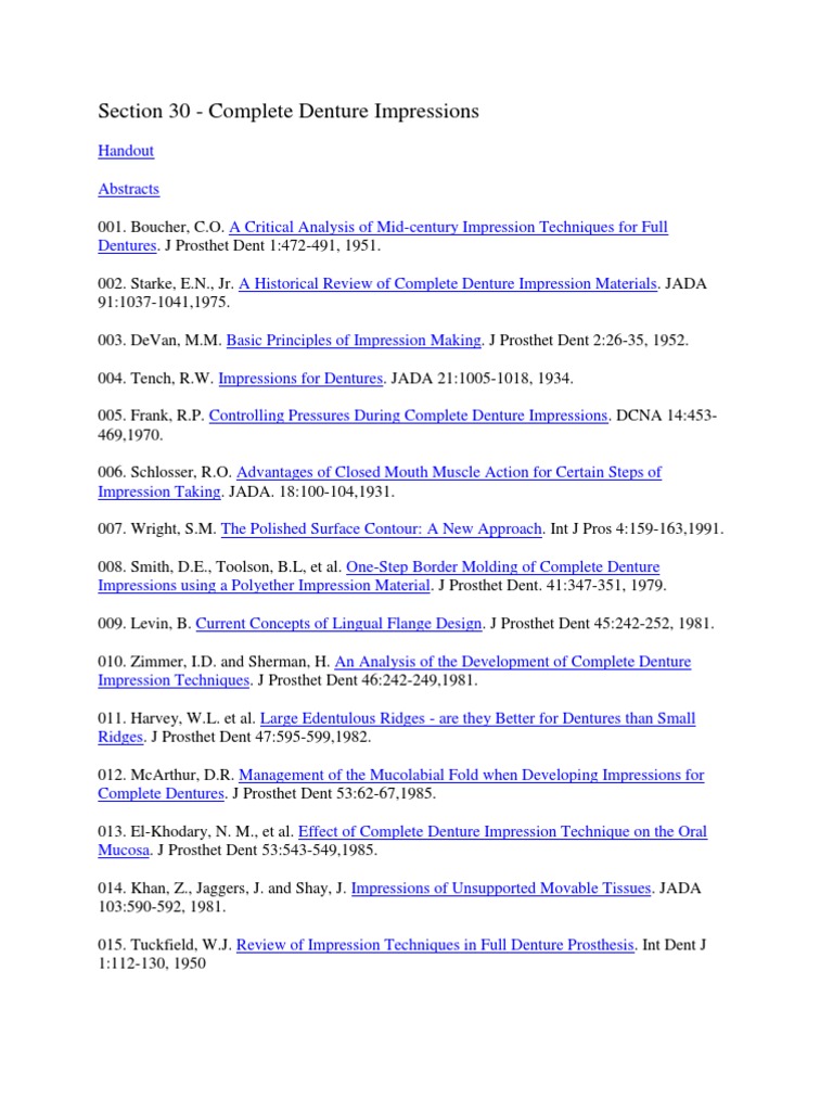 Section - 030 - Complete Denture Impressions | PDF | Dentures | Bone