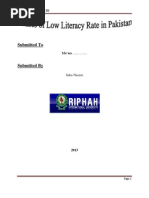 Download Causes of Low Literacy Rate in Pakistan by Saba Naeem SN119639832 doc pdf