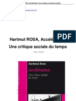 Hartmut Rosa Accélération Du Temps CR
