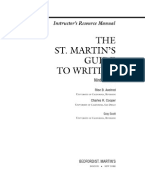 The St Martins Guide To Writing Instructors Manual - 