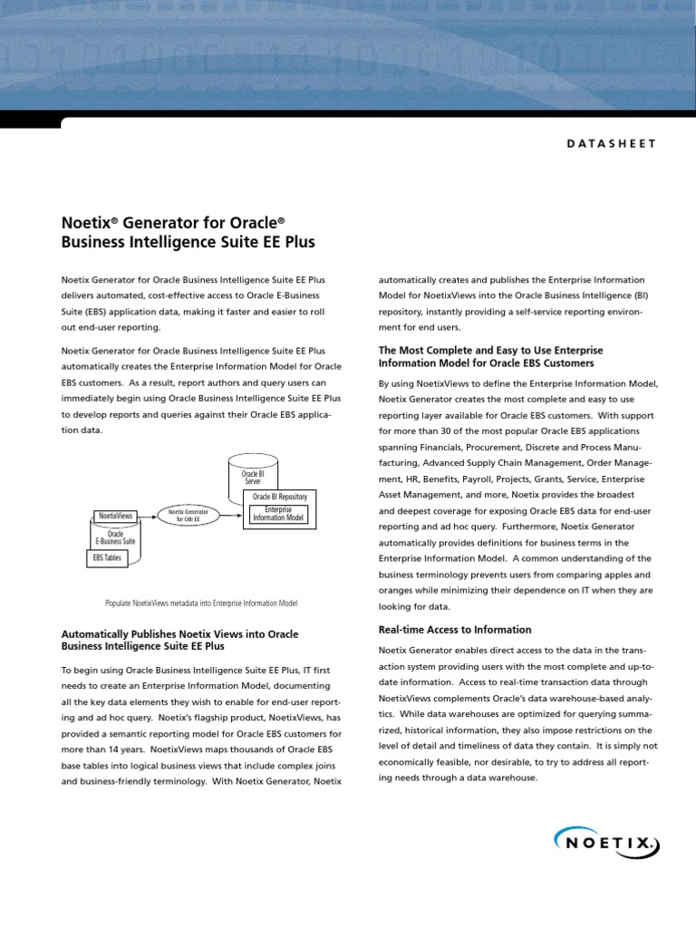 Noetix Generator | PDF | Business Intelligence | Oracle Database