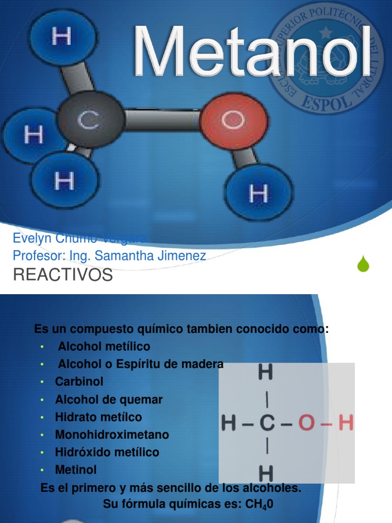 reactivos: Metanol | Alcohol | Metanol