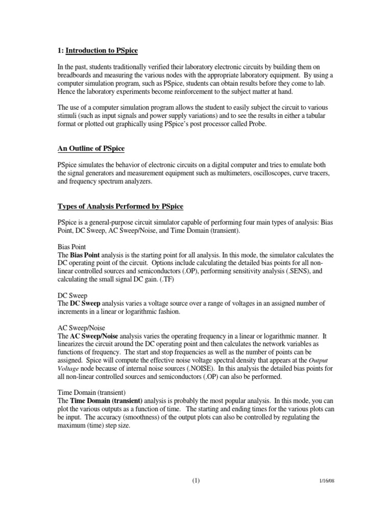 Introduction to PSpice for Students | PDF | Electrical Network ...