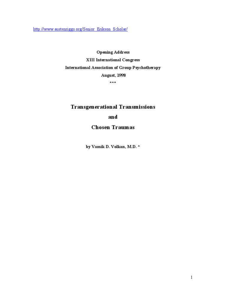 Transgenerational Transmissions and Chosen Trauma PDF Identity