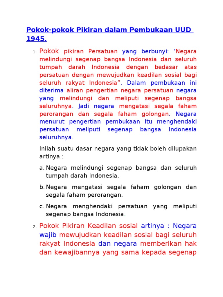 PokokPokok Pikiran Dalam Pembukaan Uud 1945 PDF