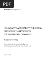 Qualitative Assessment. The Social Impacts of Cash Transfer Programmes in Indonesia. Draft Initial Findings.