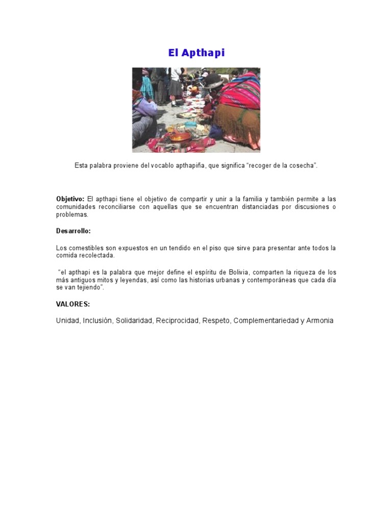 Significado y valores del Apthapi | PDF
