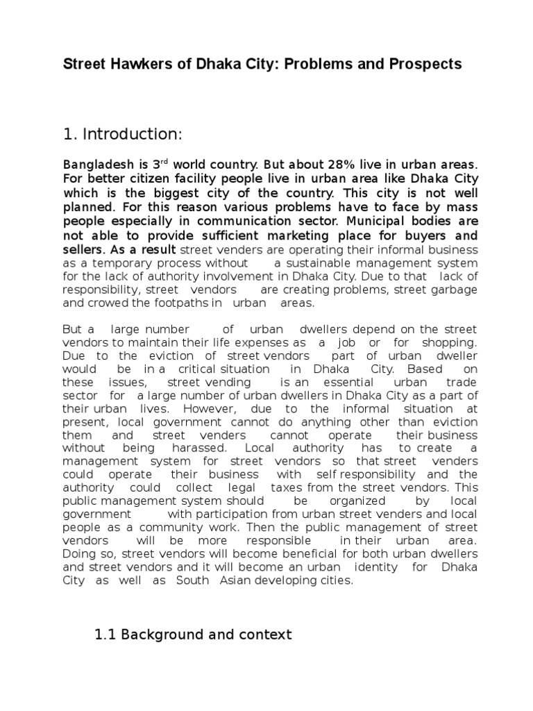 street hawker meaning and definition Dhaka Survey Methodology