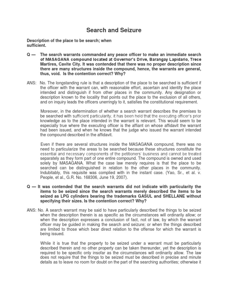 Search and seizure search and seizure search warrant