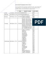 Datesheet for Board Examination 2013 for Class X in doc format