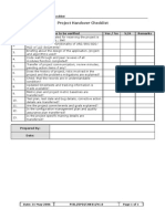 Project Handover Checklist: S. No. Items To Be Verified Yes / No N/A Remarks