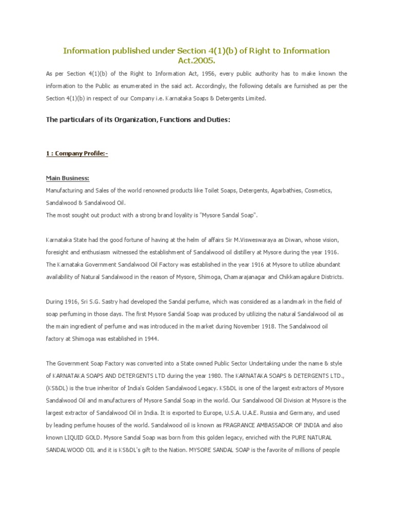 Information Published Under Section 4 | PDF | Economies | Business