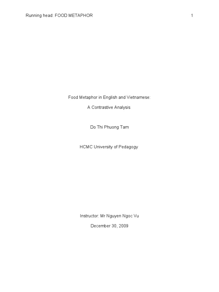 Food Metaphors in English and Vietnamese | PDF | Metaphor | Vietnamese ...