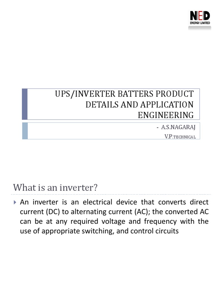 UPS/INVERTER BATTERIES PRODUCT DETAILS AND APPLICATION ENGINEERING A