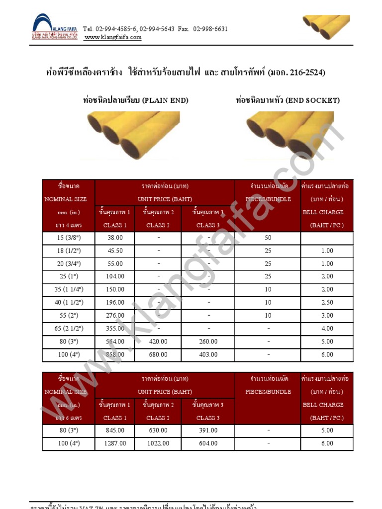 PVC Price List PDF